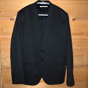 Calvin Klein sport coat blue slight heather jersey knit feel size XL